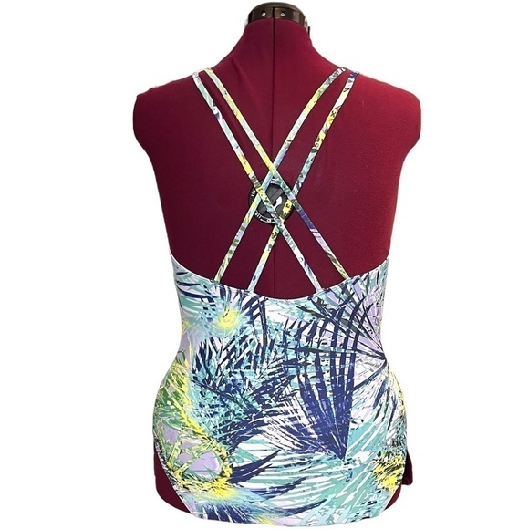 Set of 2: Tropical Palm Print One-Piece Swimsuit & Sea Turtle Chiffon Wrap - Picture 8 of 14